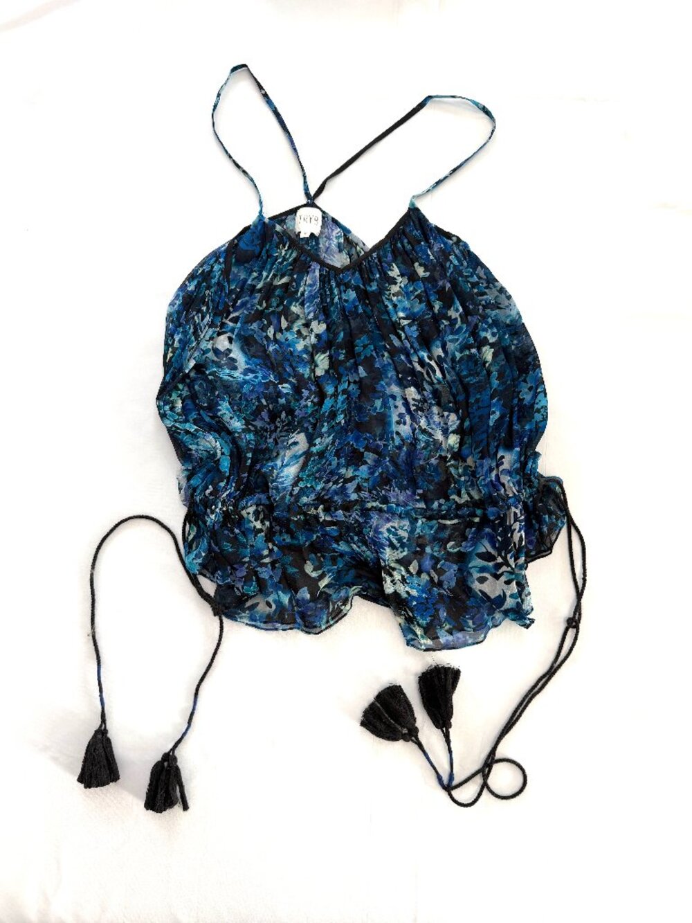 TRYB Anthropologie Going Out Top Sheer Floral Halter Boho